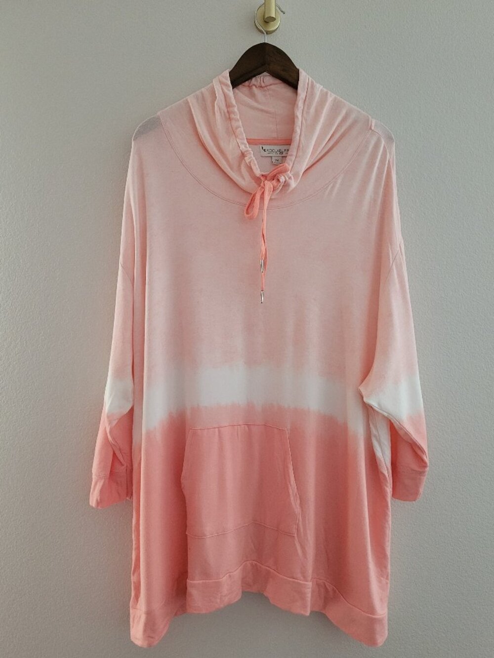 Koolaburra by UGG Tie Dye Cowl Neck Tunic Pullover Sweatshirt Coral Pink 3X